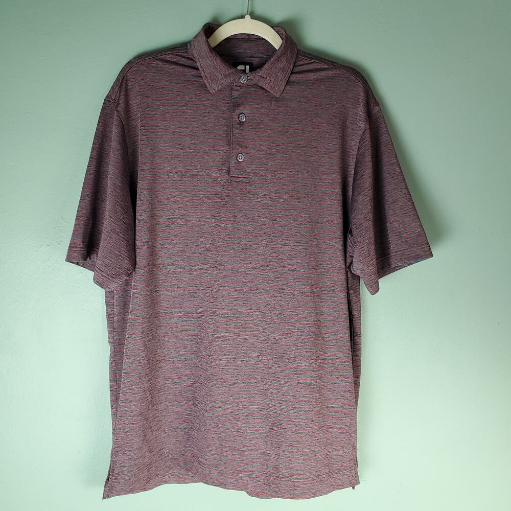 Footjoy FJ Mens Gray Red Striped Short Sleeve Golf Polo Size Medium